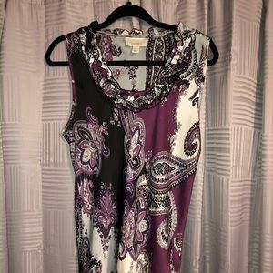 Dressbarn large paisley white black and purple tank top